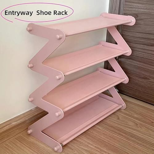 WLLYXUS 4 Tier Foldable Shoe Rack Organizer Free Standing Shoe Rack for Closet Front Door Living Room Entryway, Simple Installation (Blue) thumbnail 9