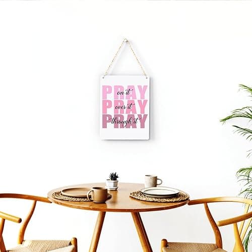 Pink Wall Decor Bible Verse Wall Art Christian Gifts for Women Room Decor for Women Girls Room Decoration Office Wall Decoration for Woman Bedroom Decor for Teen Girls Inspirational Decoration Pray Over It Wall Art thumbnail 4