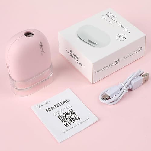 YourMate UVC Rechargerable Toothbrush Sanitizer Case Travel Toothbrush Covers Case with Holder for Houshold and Traveling or Business Trip Pink thumbnail 7