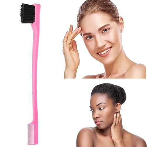 6Pack Double Sided Edge Control Hair Brush Professional Edge Control Hair Brush Comb Set, Dual-Sided Bristle Design, Pink Purple Black thumbnail 3