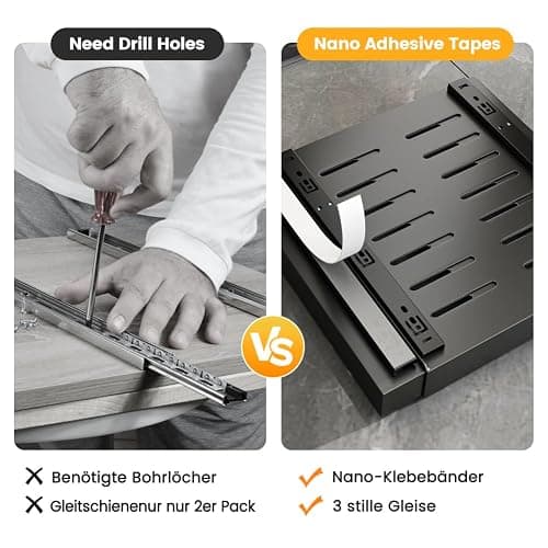 KASTEWILL Teleskopschublade, Ausziehbare Schublade Küche, Küchenschrank Organizer, Schwarz, 31-52 cm B x 43 cm T x 7.5 cm H thumbnail 4