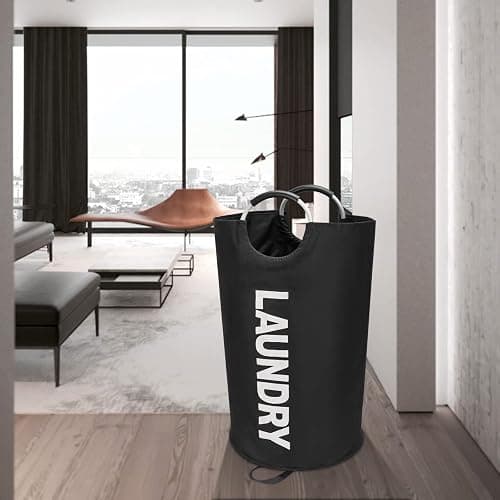 Maxsilan 90L Large Laundry Basket, Freestanding Tall Clothes Hamper, Collapsible Laundry Bag, Black thumbnail 2