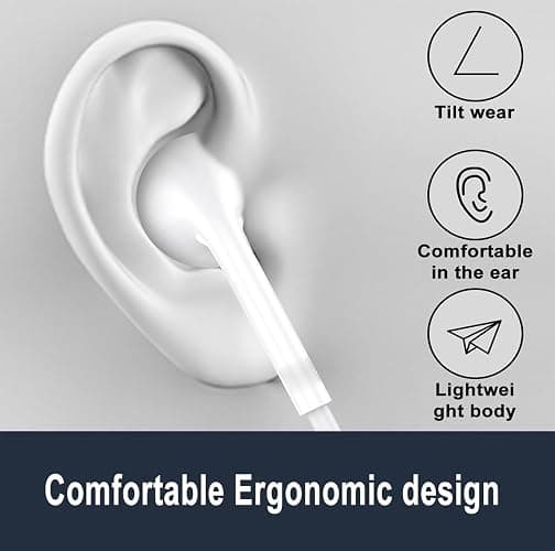 2 Packs USB C Headphones，Type C for iPhone Wired Headphones for iPhone 16/15 Earbuds with Mic and Volume Control，Hi-Fi Stereo In Ear Earphones for Galaxy S24/S23/S22/S21/S20/Ultra Note 10/20，White thumbnail 3