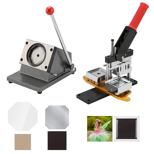 2x2inch Square Fridge Magnets Badge Maker Machine DIY Photo Refrigerator Sticker Magnet Press Machine+Paper Cutter+100pcs Materials - Image 1