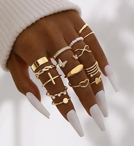 iF YOU 25 Pcs Gold Knuckle Ring Set for Women, Chunky Stackable Finger Midi Rings, Silver Simple Stacking Cute Rings Pack Trendy Stuff Jewelry Gift thumbnail 5