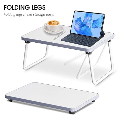 Lap Desks Laptop Tray for Bed or Couch, Breakfast Serving Tray with Folding Legs,Portable & Lightweight Mini Table, Laptop Stand for Working, Reading and Writing,White thumbnail 7