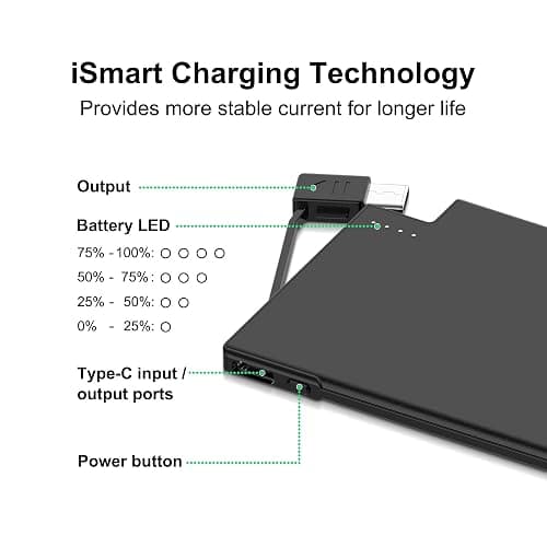 TNTOR Thin USB-C Portable Charger with Built in Cable, Slim Power Bank Credit Card Size Battery Pack Charger Portable for Wallet Compatible with iPhone 15 16 17 Series, Samsung and Android Phones thumbnail 3