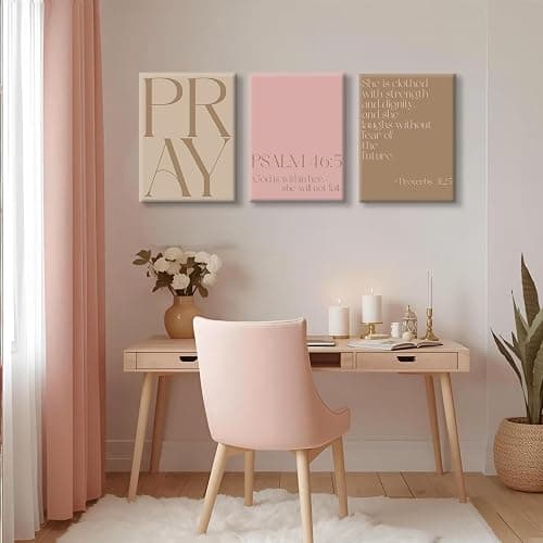 Pink Christian Wall Art Bible Verse Canvas Wall Decor Minimalist Scripture Poster Girls Room Pictures Inspirational Modern Religious Decor Prints Artwork for Bedroom Living Room 12x16x3 In Unframed thumbnail 5