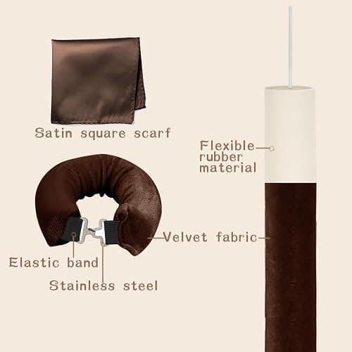 HAIOLORPRO Heatless Hair Curler Velvet, Heatless Curls Overnight Hair Curlers to Sleep in, Overnight Rods Heatless Curls for Short Long Hair All Hair Types Styling Tools-5PCS Brown thumbnail 3