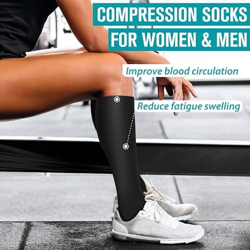 BLUEENJOY Copper Compression Socks for Women & Men (6 pairs) - Best Support for Nurses, Running, Hiking, Recovery thumbnail 3