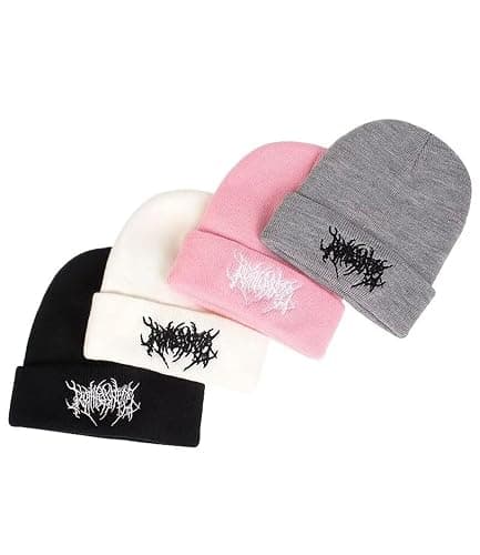 TYHOTULY Gothic Beanies Hat for Women Men Y2k Emo Grunge Harajuku Punk Accessories Winter Warm Knitted Skull Cap Streetwear thumbnail 6