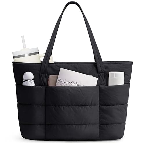 Narwey Tote Bags for Women, Puffer Work Tote Bag Women for Travel, Gym, Beach, Nurse with Cup Holder & Laptop Compartment - Image 1
