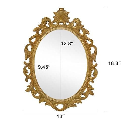 SIMON'S SHOP Gold Vintage Mirror for Wall, Antique Oval Mirrors for Bedroom Living Room, 18 x 13 inches thumbnail 6