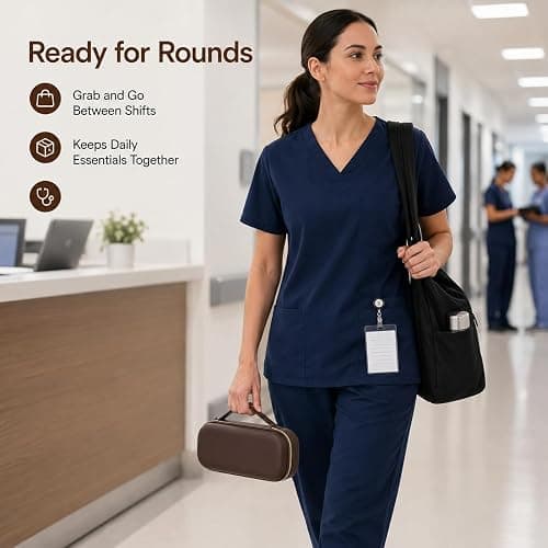 Stethoscope Case for 3M Littmann Classic III Monitoring/Lightweight II S.E/Cardiology IV Diagnostic/for MDF Acoustica Stethoscopes, Holder for Nurse Doctor Essentials & Medical Accessories, Brown thumbnail 9