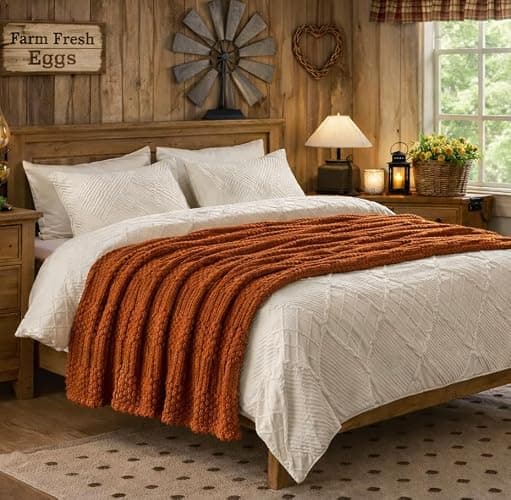 Rust Throw Blanket - Soft & Fluffy Fleece, Cute & Aesthetic, Perfect for Sofa, Couch, Chair, Bed, Living Room & Bedroom, All-Season Use, Plush & Cozy Decorative Blanket thumbnail 6