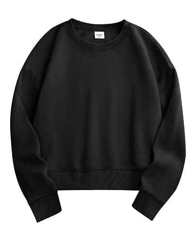 Stelle Cropped Sweatshirts for Women Cotton Long Sleeve Crop Tops Crewneck Pullover Oversized Sweater - Image 1