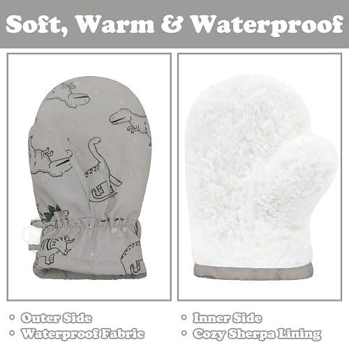 Sarfel 2 Pairs Toddler Gloves Waterproof Toddler Winter Mittens for Kids Snow Gloves Warm Baby Winter Mittens for Boys Girls thumbnail 5