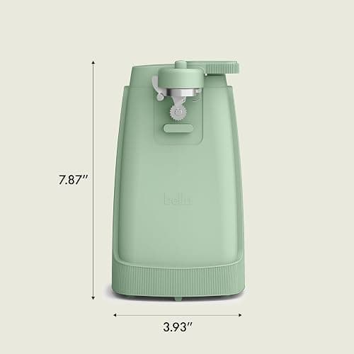 bella Electric Can Opener and Knife Sharpener, Removable Cutting Lever, Cord Storage, Stainless Steel Blade, Seaglass thumbnail 2