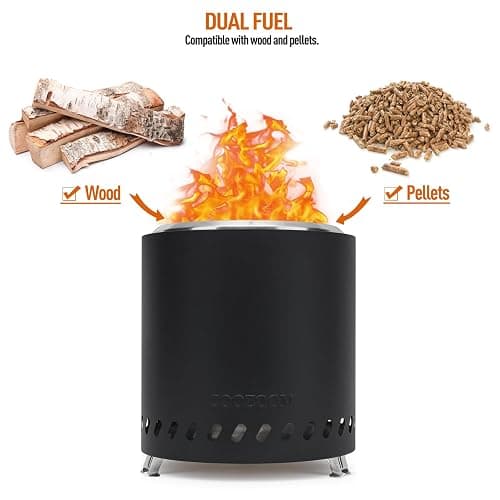 COOZOOM Portable Table Top Fire Pit with Stand, 8.6" Stainless Steel Mini Outdoor Low Smoke Burning Tabletop Firepit Fueled by Pellets or Wood, for Outside Camping Black thumbnail 6