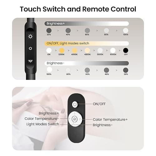 Mznoo Lash Light, Half Moon Lamp with Tool Tray, LED Moon Light for Eyelash Extensions, Flexible and Adjustable Color Modes, Suitable for Beauty Salons and Beginner DIY (Black) thumbnail 6