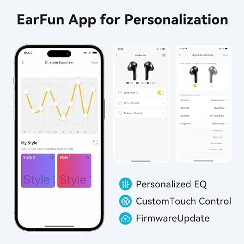 EarFun Wireless Earbuds, [What Hi-Fi Awards] Air Bluetooth In-Ear Headphones with 4 Mics ENC, Sweatshield™ IPX7 Waterproof, Clear Sound, Deep Bass, Wireless Charge, Game Mode, App Customize EQ, 35H thumbnail 5