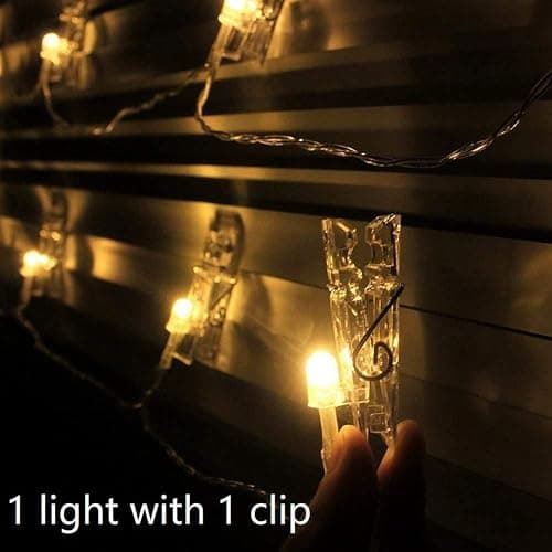 Dopheuor Photo Clip String Lights LED Battery Operated Starry Fairy Copper String Lights with Clips Warm White for Pictures Bedroom Wall Patio Halloween Thanksgiving Christmas Party Wedding Décor thumbnail 5