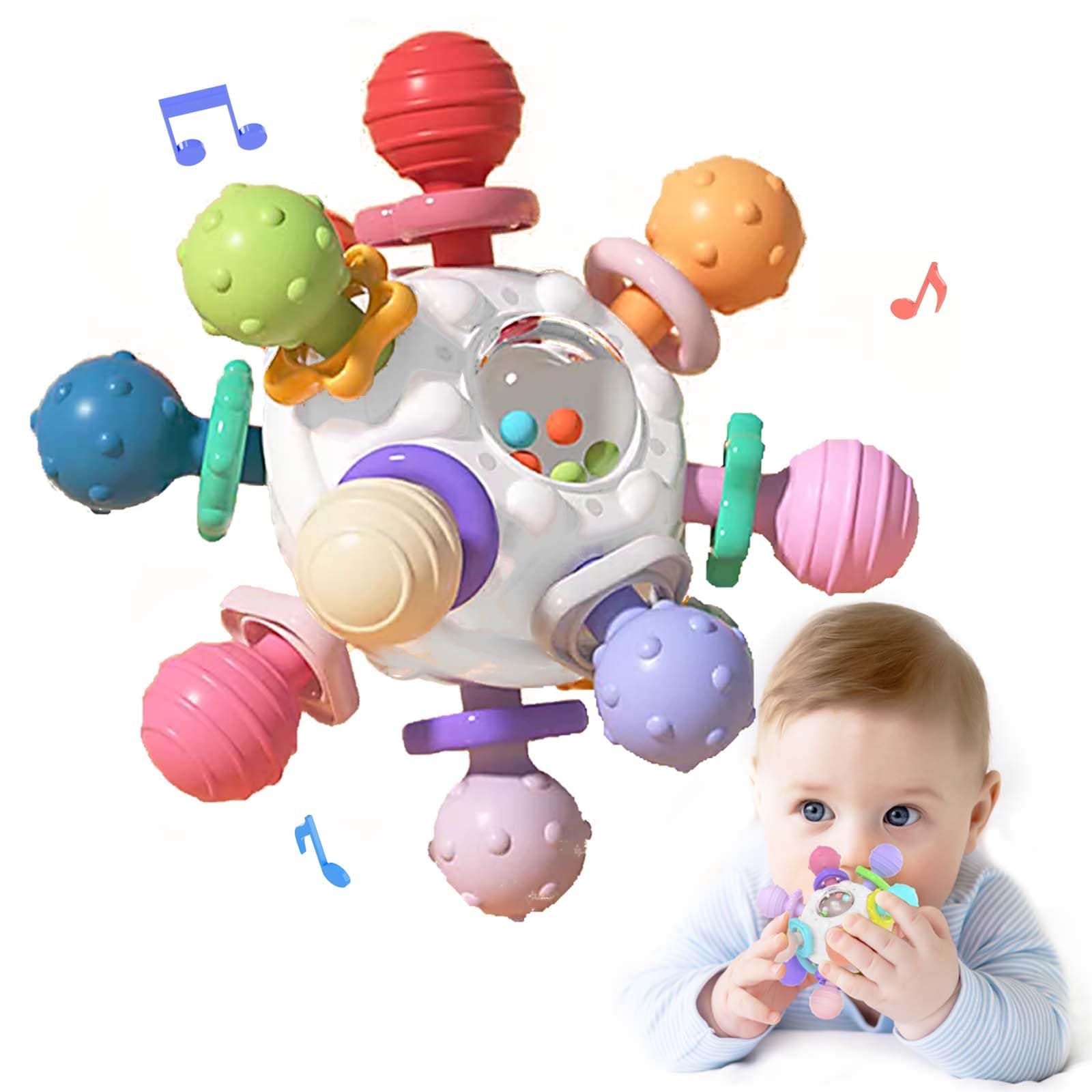 Montessori Teething Toy for Babies from 3 Months and Over 3 Months Sensory Rattle, Grab Ball, Silicone Baby Toy, Montessori Motor Skills Toy, Baby Gift from 0/6/9 Months - 1 Year - Image 1