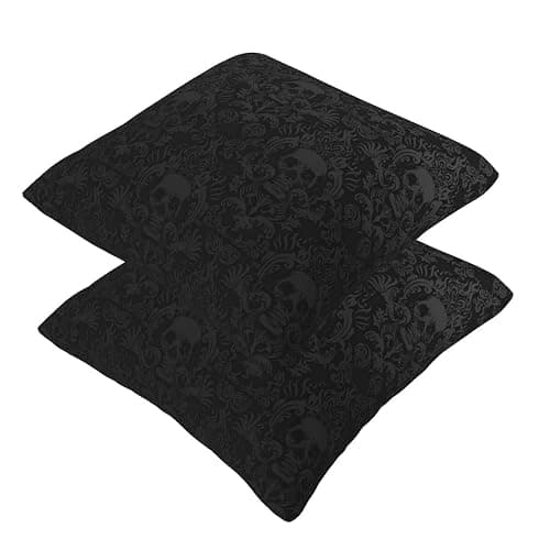 NHJMH Gothic Black Skull 2 Pack Throw Pillow Covers Square Sofa Cushion Cover Home Living Room Bedroom Bed Case Office Waist Protection Car Lumbar Cover, 18 x 18-Inch (A238) thumbnail 6