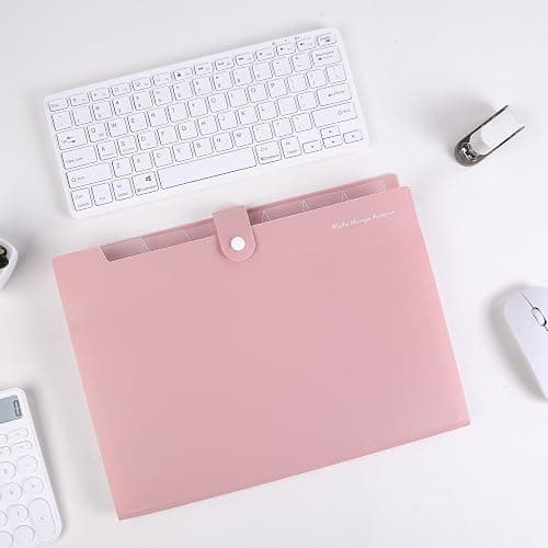 SKYDUE 8 Pockets Expanding File Folders, Accordion Folders, Portable Paper Bill Receipt Organizer, Letter Size, Home College School Office Supplies, Pink thumbnail 2