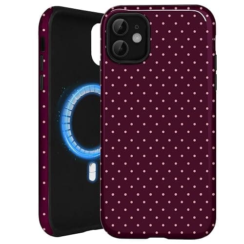 Amzfield for iPhone 11 Case Compatible with Magsafe Cute Polka Dot Aesthetic Magnetic Design Women Girls Fall Chic Girly Pretty Dual Layer Hybrid Protection Elegant Case for iPhone 11, Burgundy thumbnail 8