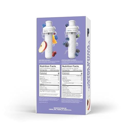 Cirkul 32oz. Matte Periwinkle Stainless Steel Water Bottle Starter Kit with Periwinkle Lid, 2 Flavor Cartridges (1 LifeSip Blackberry Blueberry, 1 GoSip Berry Blue Punch) No Sugar, Zero Calorie Drink Mix thumbnail 2