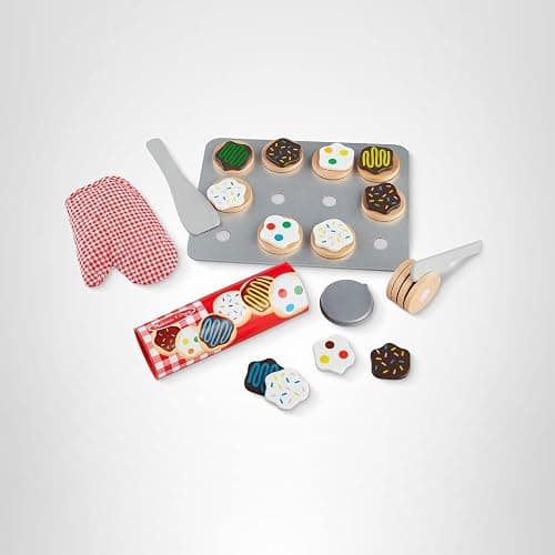 Melissa & Doug Slice and Bake Cookies Wooden Play Food Set with Toppings Pretend Cookies and Baking Sheet, Wooden Play Food Set, Toy Baking for Kids Ages 3+ thumbnail 10