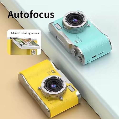 4K Digital Camera for Photo, Portable Retro Camera with Flip Screen, Compact Retro Camera for Outdoor (White 1 Set) thumbnail 7