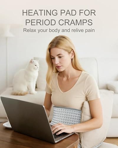 Christmas Gifts for Her Mom Dad Women Men, Electric Heating Pad for Period Cramps & Back Pain Relief, Portable Heat Pad for Neck and Shoulders, 10 Heat Settings, ETL Certified, 12"x24", Gray thumbnail 3