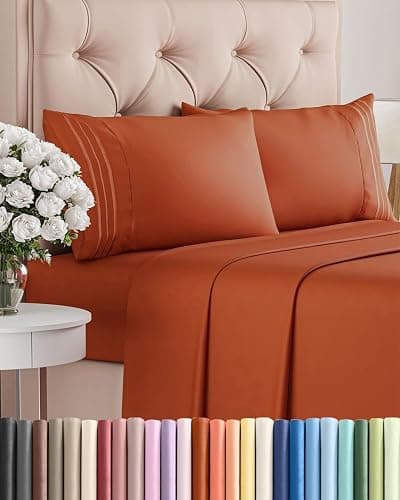 King Size 4 Piece Sheet Set - Comfy Breathable & Cooling Bed Sheets Set - Hotel Luxury Bedding for Women, Men, Kids & Teens - Deep Pockets, Easy-Fit, Super Soft & Wrinkle Free - Oeko-Tex - Terracotta - Image 1