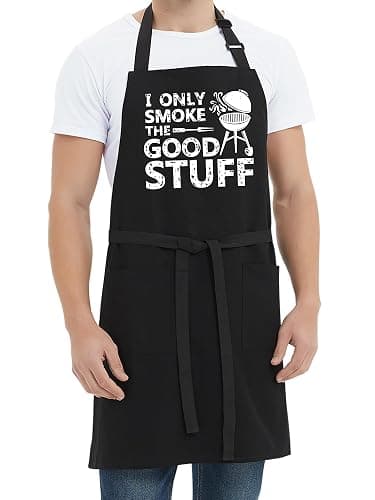 Kaidouma Funny Grill Aprons for Men - I Only Smoke the Good Stuff - Men’s Funny Chef Cooking Grilling BBQ Aprons with 2 Pockets - Dad Gifts for Fathers Day Birthday Christmas thumbnail 5