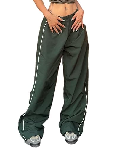 Shebote Womens Parachute Pants Wide Leg Baggy Pants Y2K Elastic Waist Jogger Sweatpants Track Pants Streetwear - Image 1