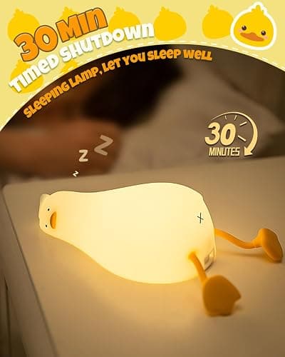 Cute Duck Night Light, Animal Lamp, Food Grade Silicone, Rechargeable, 3 Level Dimmable, Squishy Nursery Nightlight for Desk Decor, Funny Gifts Stuff for Boys Girls Baby, White Elephant Gifts thumbnail 5