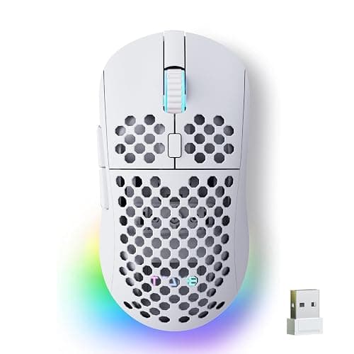 TMKB Falcon M1 Wireless Gaming Mouse, 24000DPI Optical Sensor, 180Hrs Battery, Lightweight, 6 Programmable Buttons, RGB Strip, 2.4G/BT5.2/USB-C Wired for PC/Mac/Laptop - Matte White - Image 1