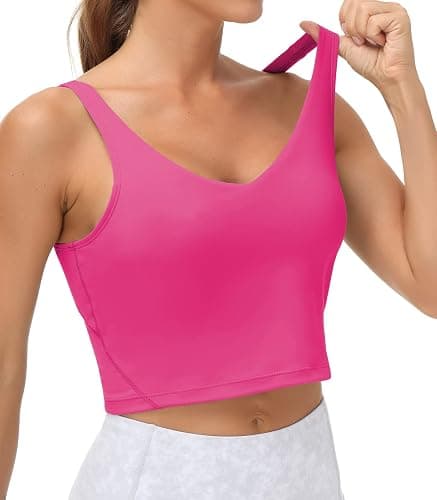 Wjustforu Women Sports Bra Yoga Tank Longline Padded Workout Crop Tank Top Fitness Workout Running Top thumbnail 5