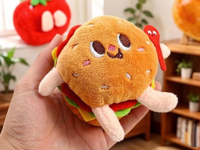 FRCYQI 3 Pieces Cute Food Plush Car Keychains Set, Birthday Gifts | Fried Chicken Burger French Fries Design, Soft Stuffed Doll Bag Charm with Keyring for Friends thumbnail 5