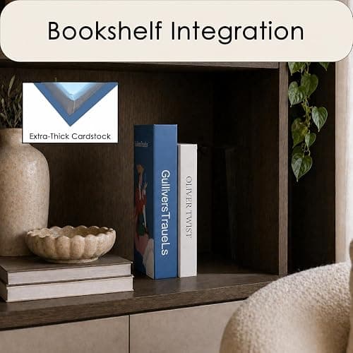 Decorative Books Set of 2, Blue and White Book Boxes with Hidden Storage | Magnetic Closure for Coffee Table and Bookshelf Styling; Organizes Remotes, Keys, Notes, Jewelry and Small Keepsakes thumbnail 5