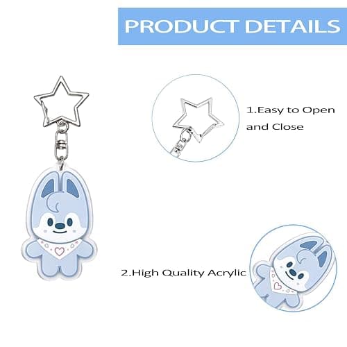 8PCS SK-Z Cartoon Keychains, Acrylic Animal Key Rings, Cute Cartoon Pendant Key Chain for Stray Fans thumbnail 4