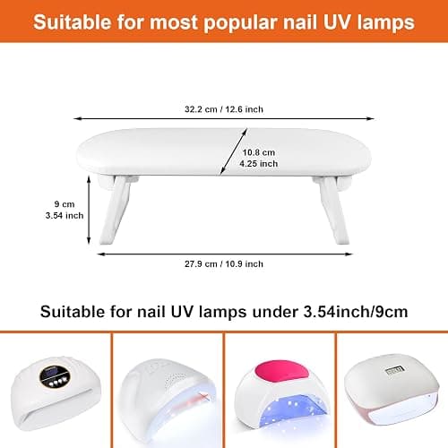 Diesisa Nail Arm Rest, Foldable PU Leather Nail Hand Rest For Manicure, with Soft Nail Mat for Table, Soft Hand Rest for Acrylic Nails/Nail Hand Pillow for Manicure Salon Use-white - White thumbnail 6