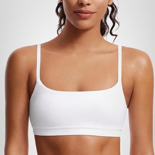 CRZ YOGA Butterluxe Scoop Neck Sports Bras | Light Support, Removable Pads, Yoga, Extremely Soft, U Back, Adjustable Spaghetti Straps, for Women thumbnail 6