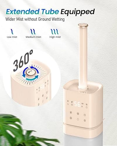 AILINKE Smart Humidifier Large Room, 2.1Gal/8L Humidifiers for Bedroom with Extended Tube&Night Light, Whole House Cool Mist Humidifiers, WIFI App&Voice Control, Home/Kids/Baby, Pale Pink thumbnail 6