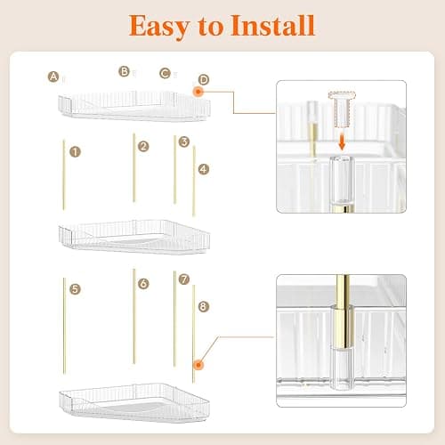 Lifewit Make Up Organizer, Schminktisch Organizer, Stabil Eck-Mehrzweck-Regal für Parfüm/Hautpflegemittel/Duschgel im Badezimmer,Küche,Schlafzimmer, Transparente, 3 Stufen thumbnail 7