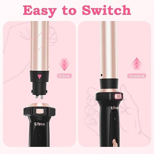 Ufree 5 in 1 Curling Iron with Interchangeable Ceramic Barrels (0.35"-1.25"), Curling Wand Set with Flat Iron Hair Straightener, Instant Heat Up, Dual Voltage Hair Curler, Gifts for Women thumbnail 7