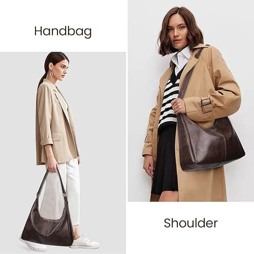 Slouchy Shoulder Bag for Women Leather Brown Purse Daily Hobo Bags Large Capacity Crossbody Bag Fall Handbags with Zipper thumbnail 4