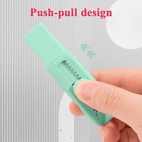 M&G 4+1 Pack Rubber Erasers Sliding Retractable Eraser, Soft Cute Erasers Push Pull Large Pencil Eraser with Plastic Sleeve 4 Refill Eraser for Students Kids, School Office Home Supplies (Green) thumbnail 7